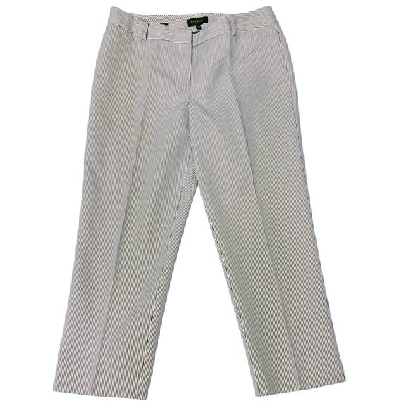 Talbots Signature Womens 12 Cropped Capri Pants Seersucker Beach Nautical Resort - Picture 12 of 13